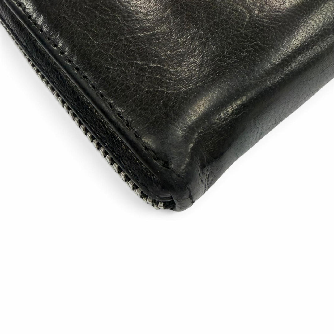 Very Good CHROME HEARTS Purse REC F 3PTCH/REC-F ZIP black leather mens