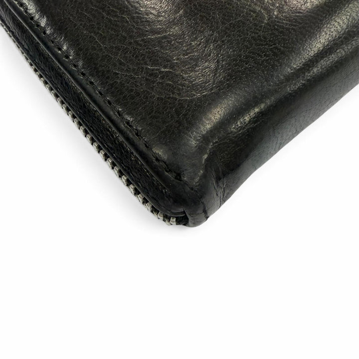 Very Good CHROME HEARTS Purse REC F 3PTCH/REC-F ZIP black leather mens