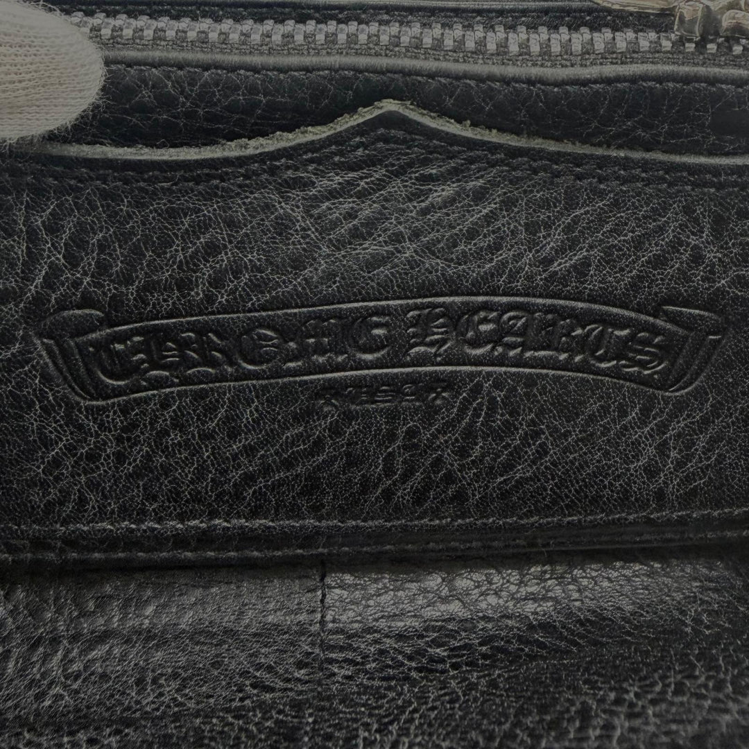 Very Good CHROME HEARTS Purse REC F 3PTCH/REC-F ZIP black leather mens