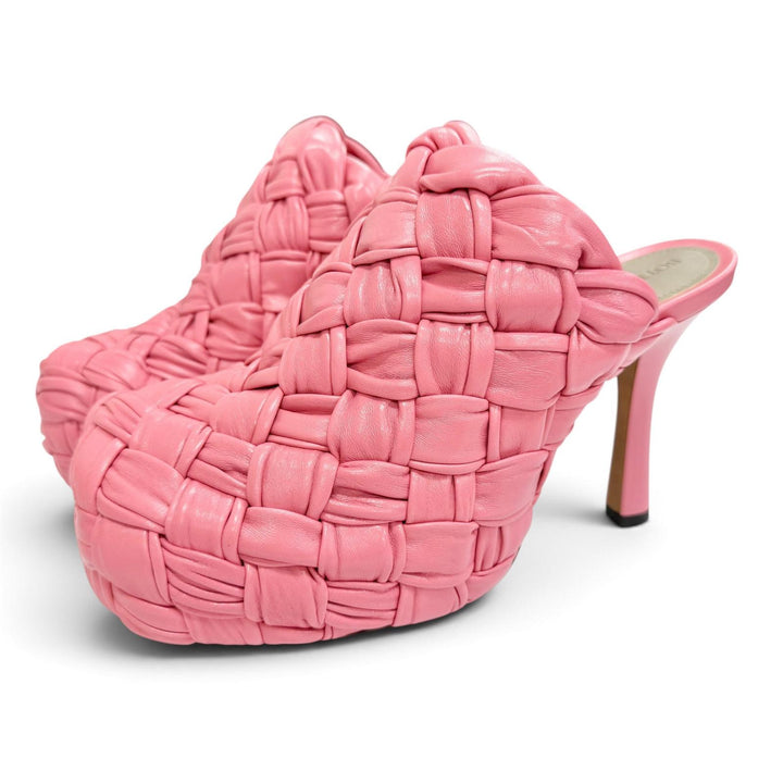 Excellent BOTTEGAVENETA Mule INTRECCIATO Leather Platform Sandals pink 35 630149