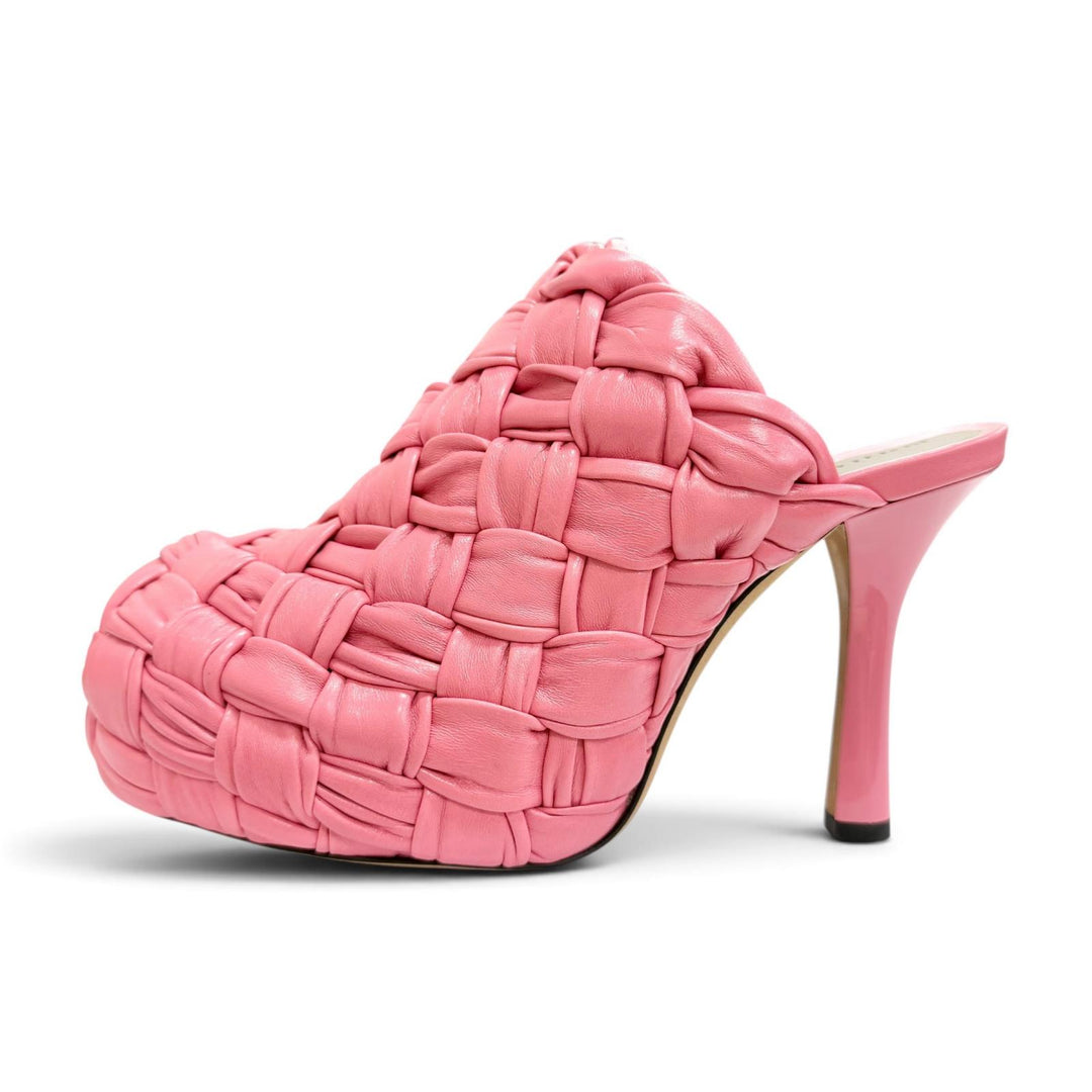 Excellent BOTTEGAVENETA Mule INTRECCIATO Leather Platform Sandals pink 35 630149