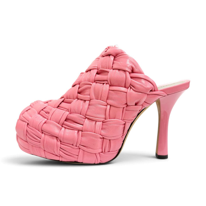 Excellent BOTTEGAVENETA Mule INTRECCIATO Leather Platform Sandals pink 35 630149