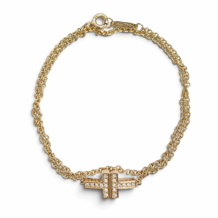 Excellent TIFFANY&Co. bracelet T TWO Double Chain Bracelet 750(YG) Yellow Gold