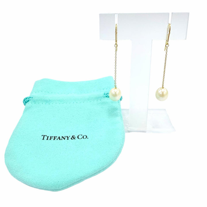 Great TIFFANY&Co. Pierce Pearl by the Yard Drop Pearl Pierce Yellow Gold AU750