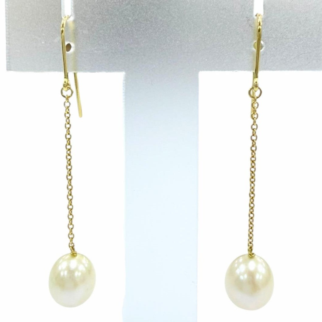 Great TIFFANY&Co. Pierce Pearl by the Yard Drop Pearl Pierce Yellow Gold AU750