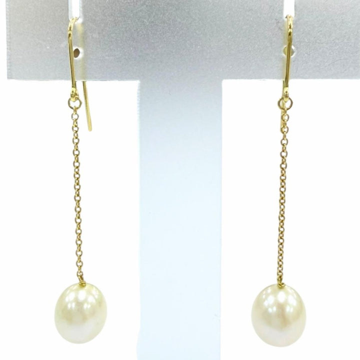 Great TIFFANY&Co. Pierce Pearl by the Yard Drop Pearl Pierce Yellow Gold AU750