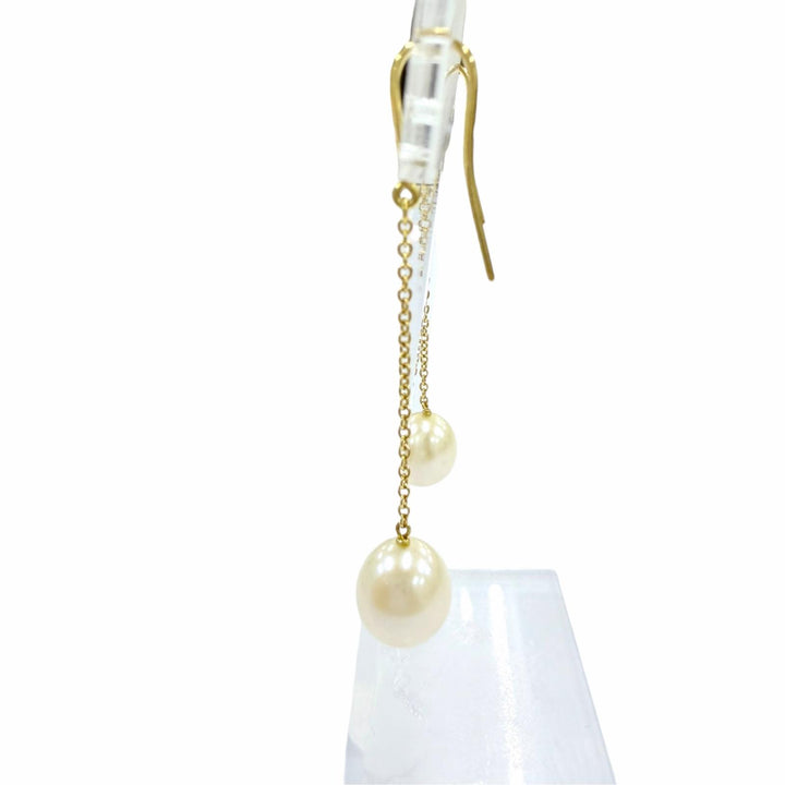 Great TIFFANY&Co. Pierce Pearl by the Yard Drop Pearl Pierce Yellow Gold AU750