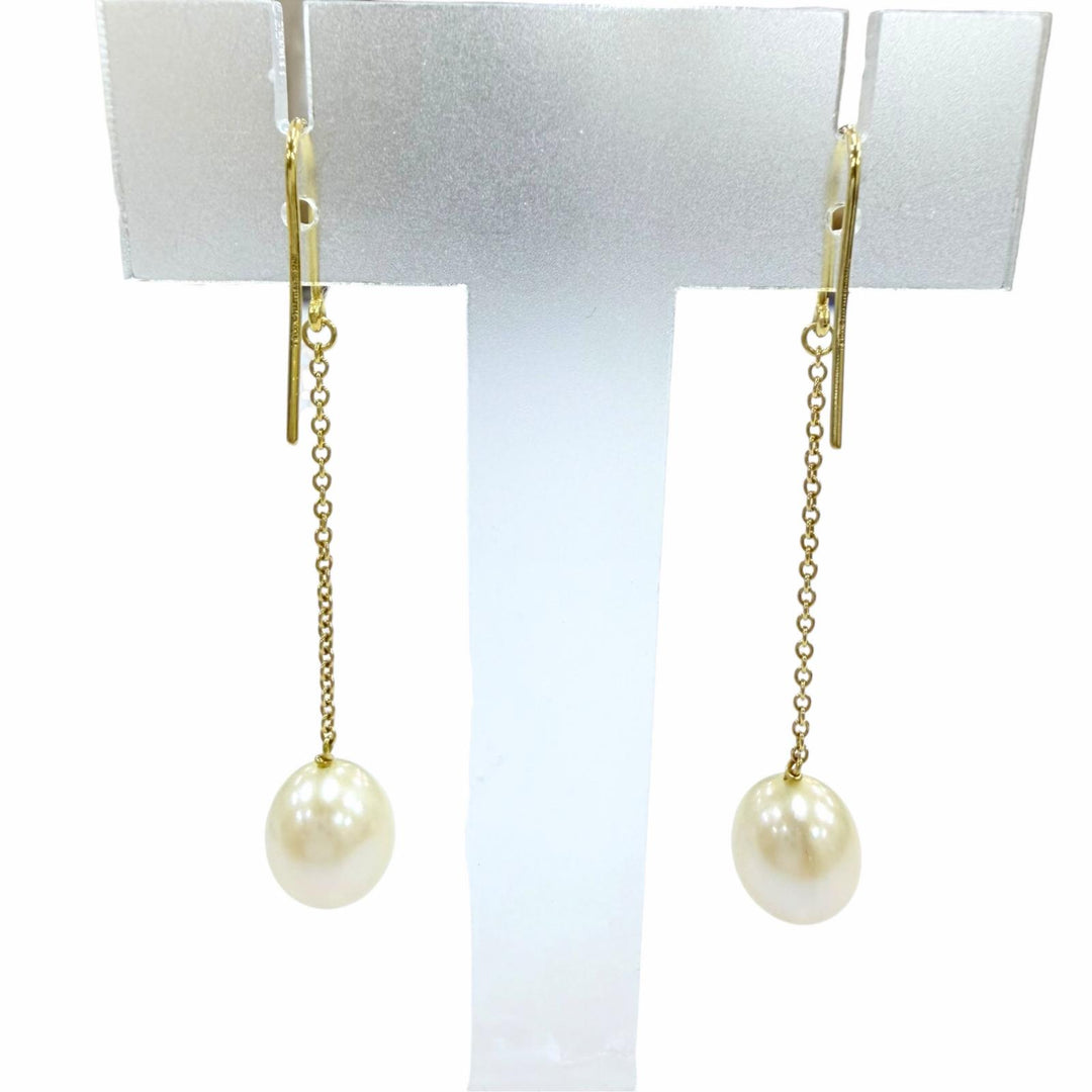 Great TIFFANY&Co. Pierce Pearl by the Yard Drop Pearl Pierce Yellow Gold AU750
