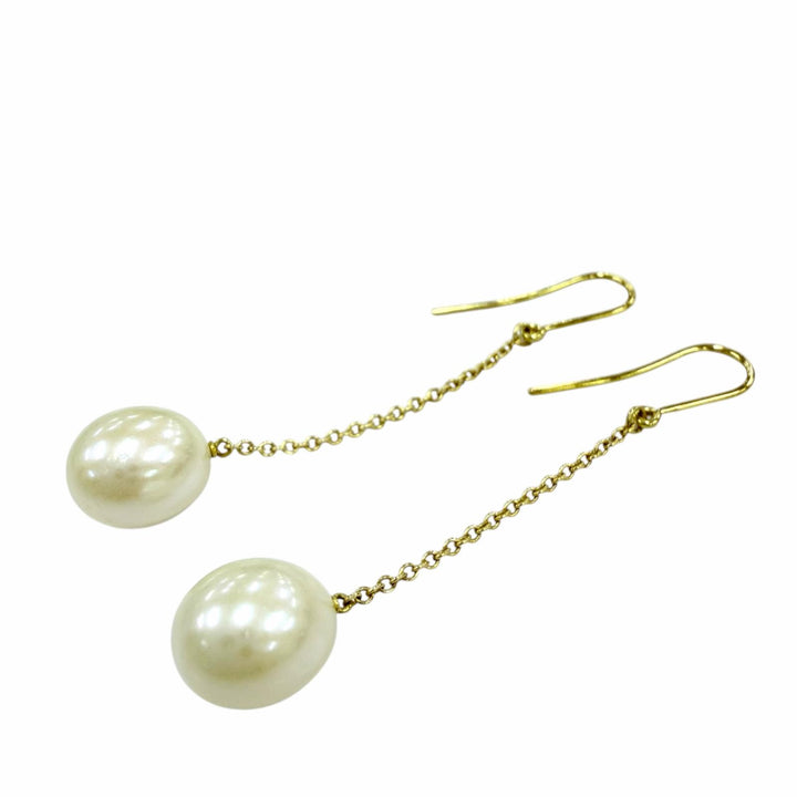 Great TIFFANY&Co. Pierce Pearl by the Yard Drop Pearl Pierce Yellow Gold AU750