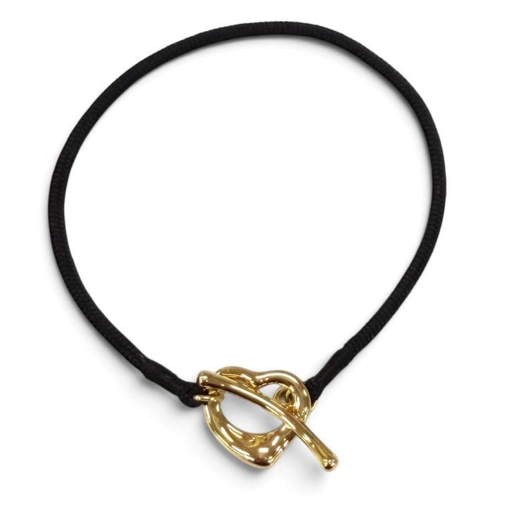 Excellent TIFFANY&Co. bracelet Open Heart Bracelet Silk cord black 750(YG) Women