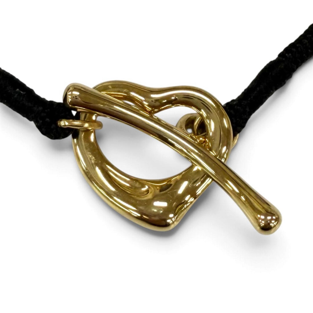 Excellent TIFFANY&Co. bracelet Open Heart Bracelet Silk cord black 750(YG) Women