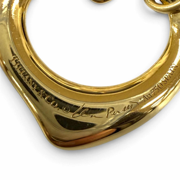 Excellent TIFFANY&Co. bracelet Open Heart Bracelet Silk cord black 750(YG) Women