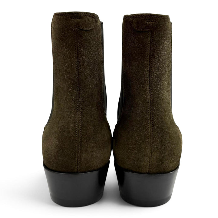 Excellent CELINE Side-gore suede leather Chelsea boots khaki Suede leather 38
