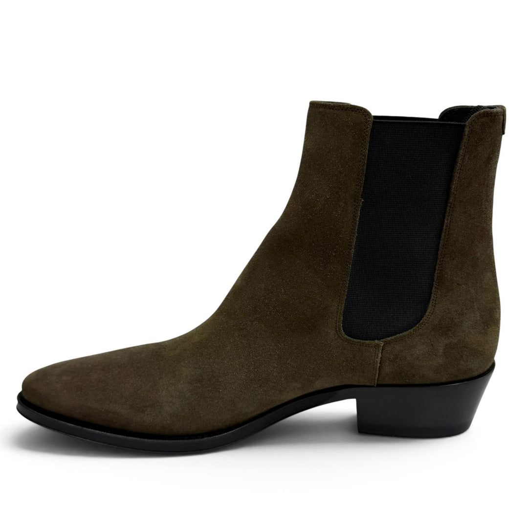 Excellent CELINE Side-gore suede leather Chelsea boots khaki Suede leather 38