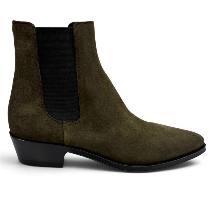 Excellent CELINE Side-gore suede leather Chelsea boots khaki Suede leather 38