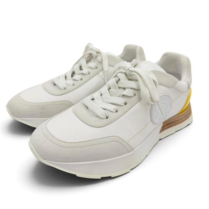 Great HERMES Low cut sneakers drive Nylon canvas white Suede leather Women 35.5