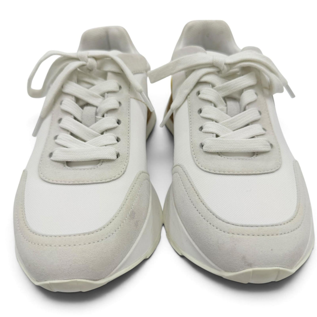 Great HERMES Low cut sneakers drive Nylon canvas white Suede leather Women 35.5