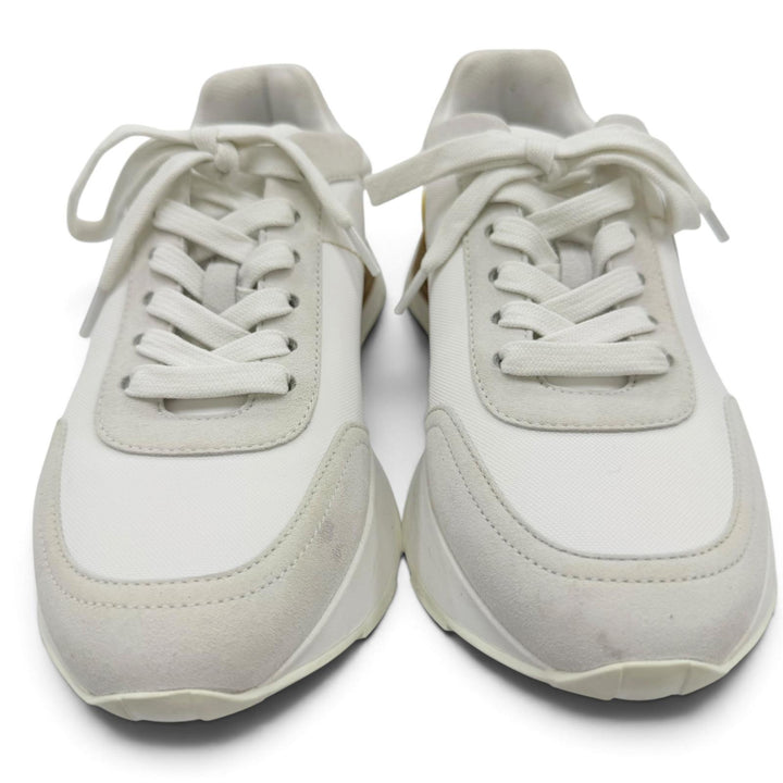 Great HERMES Low cut sneakers drive Nylon canvas white Suede leather Women 35.5