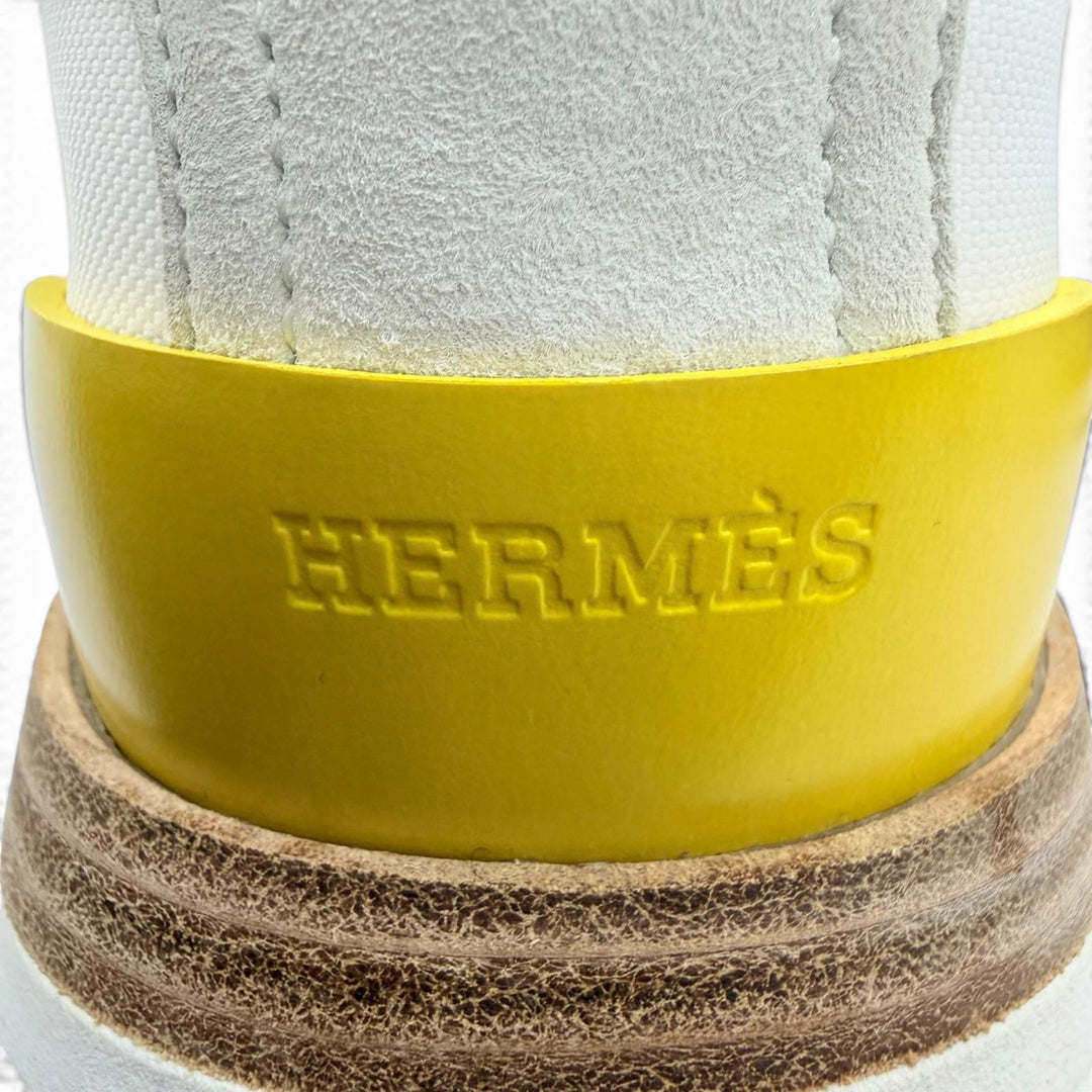Great HERMES Low cut sneakers drive Nylon canvas white Suede leather Women 35.5