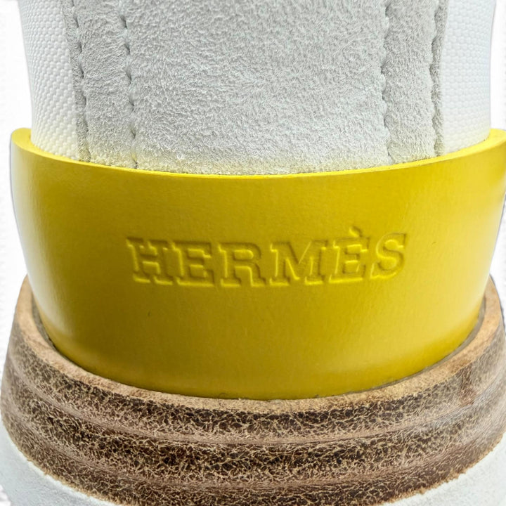 Great HERMES Low cut sneakers drive Nylon canvas white Suede leather Women 35.5