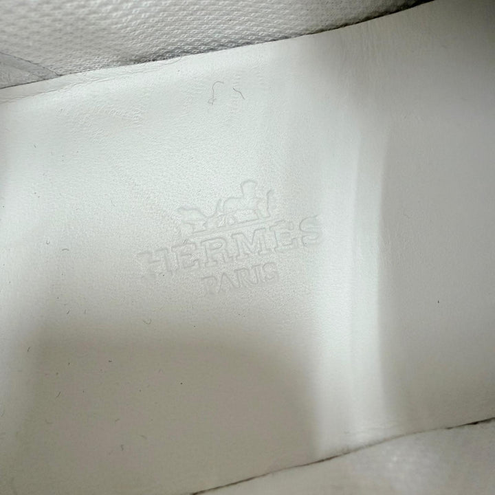 Great HERMES Low cut sneakers drive Nylon canvas white Suede leather Women 35.5
