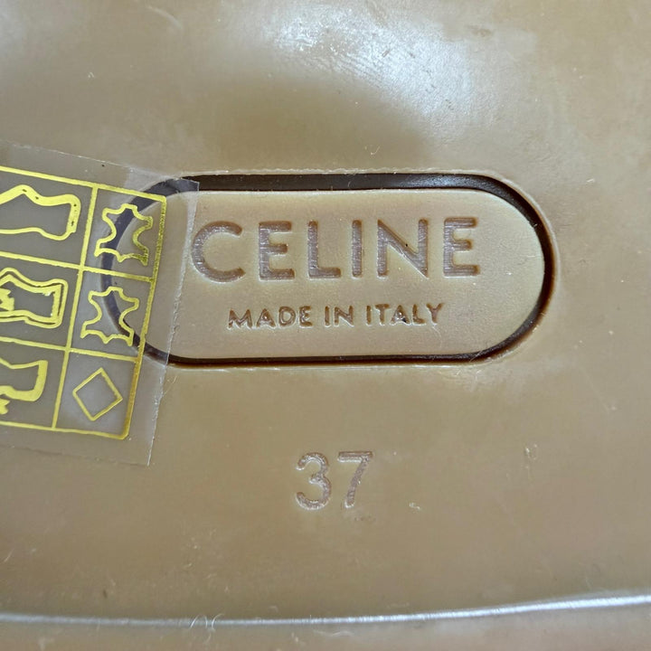 Excellent CELINE boots KURT Logo-emblazoned leather with sheepskin Brown 37