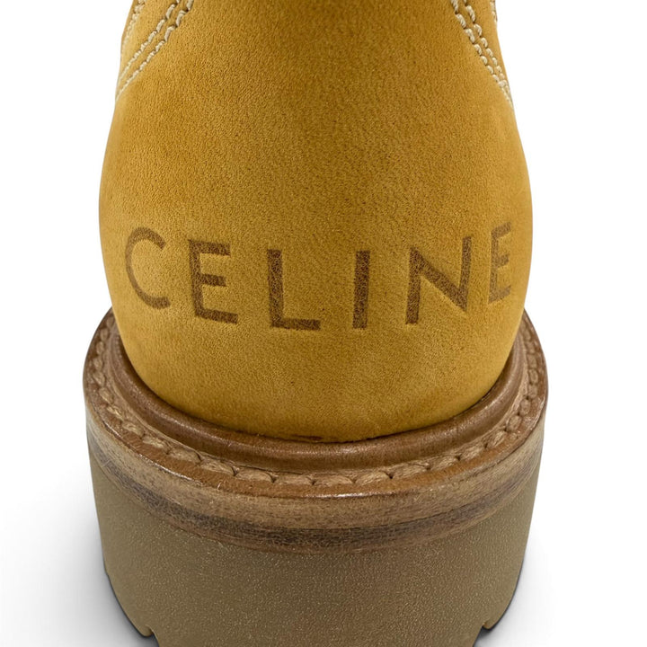 Excellent CELINE boots KURT Logo-emblazoned leather with sheepskin Brown 37