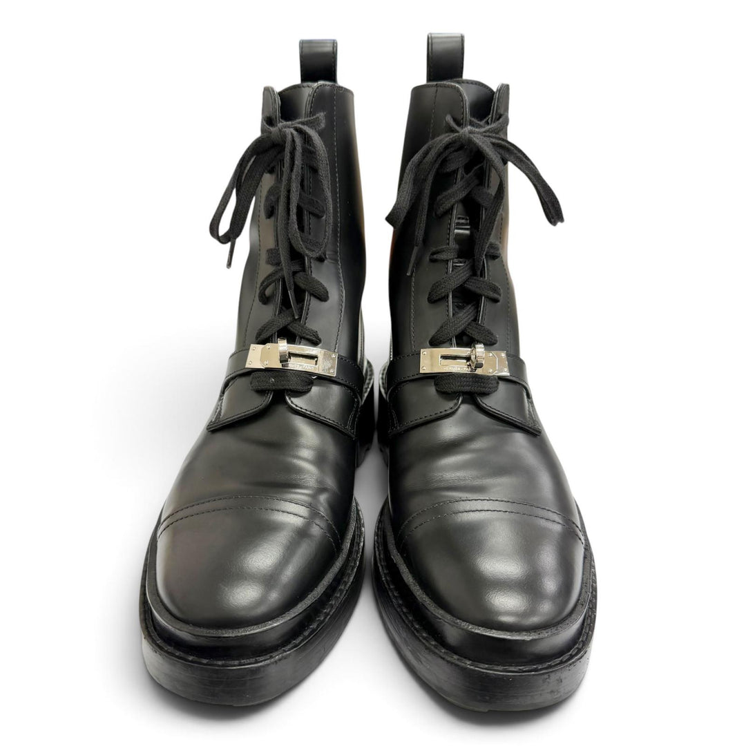 Great HERMES short boots Funk Kelly Buckle Leather Ankle Boots 37.5 222070Z