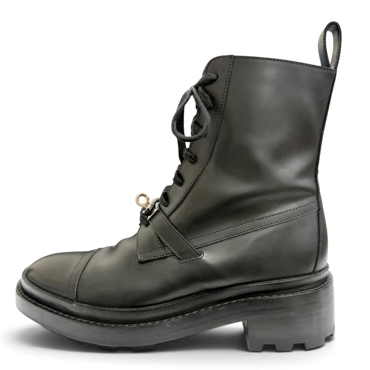 Great HERMES short boots Funk Kelly Buckle Leather Ankle Boots 37.5 222070Z