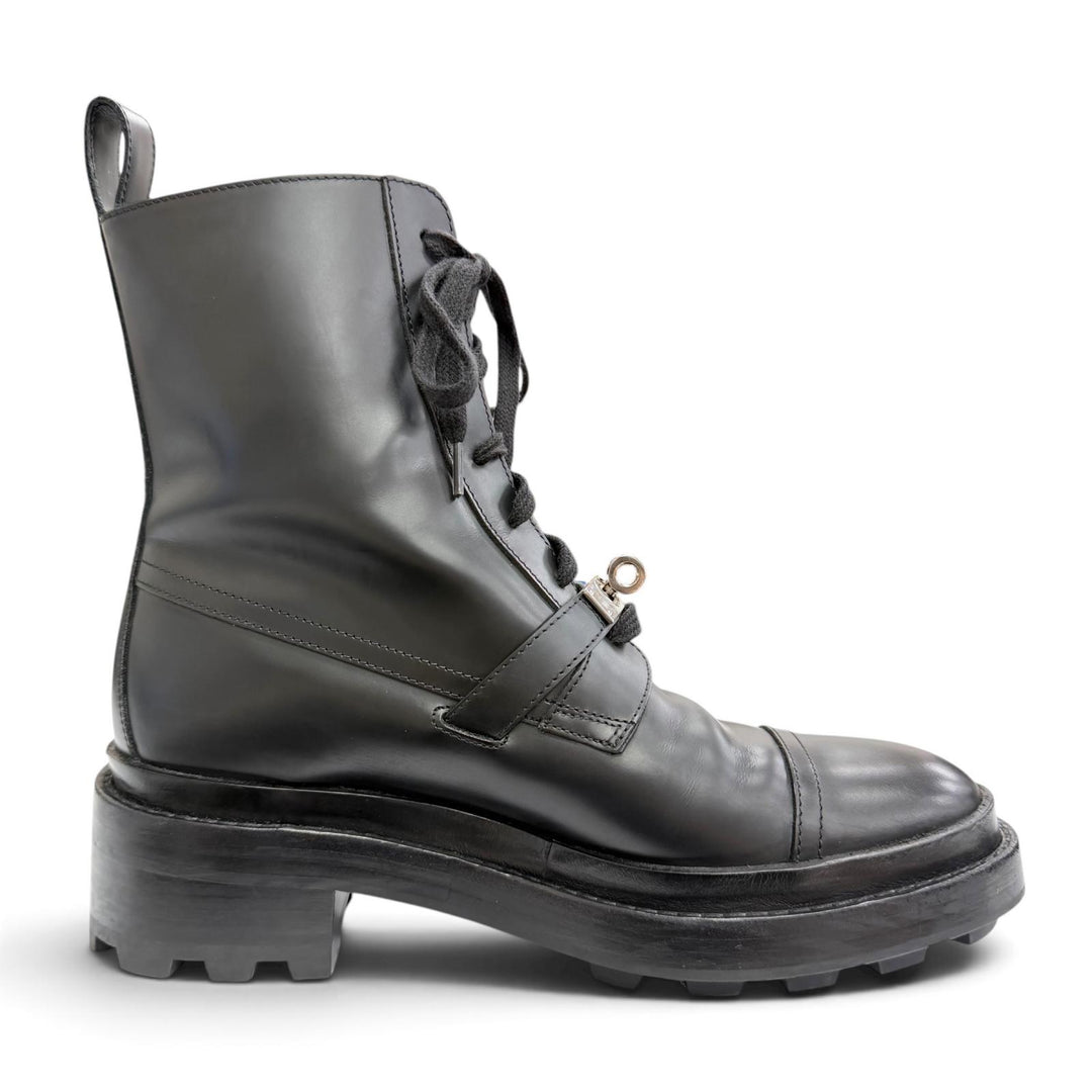 Great HERMES short boots Funk Kelly Buckle Leather Ankle Boots 37.5 222070Z