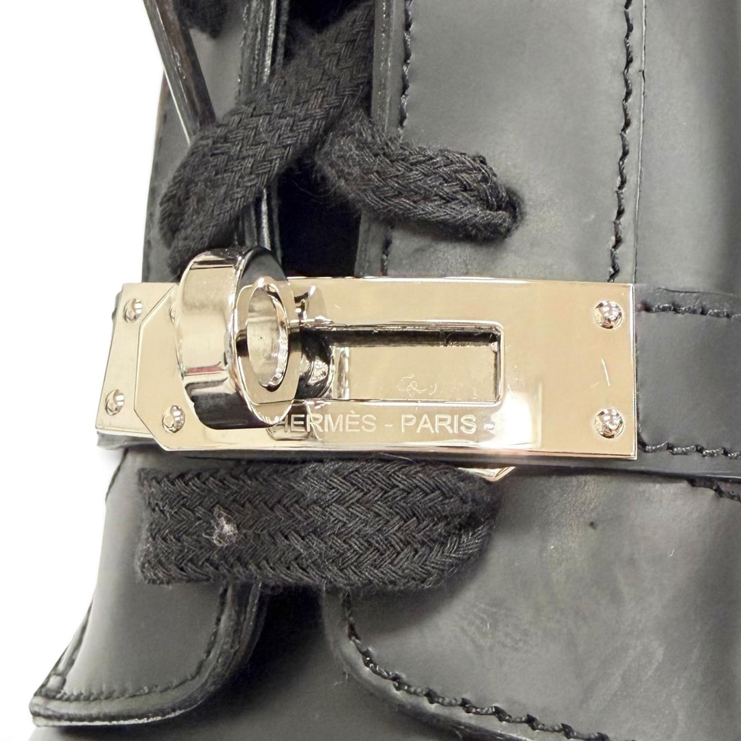 Great HERMES short boots Funk Kelly Buckle Leather Ankle Boots 37.5 222070Z