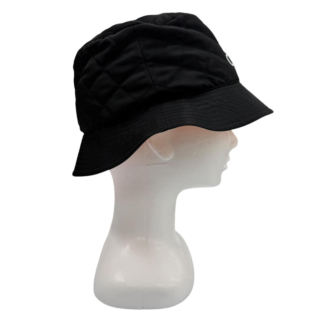 Great CELINE hat Logo print quilted bucket hat black Nylon mens M 2AUB8930C