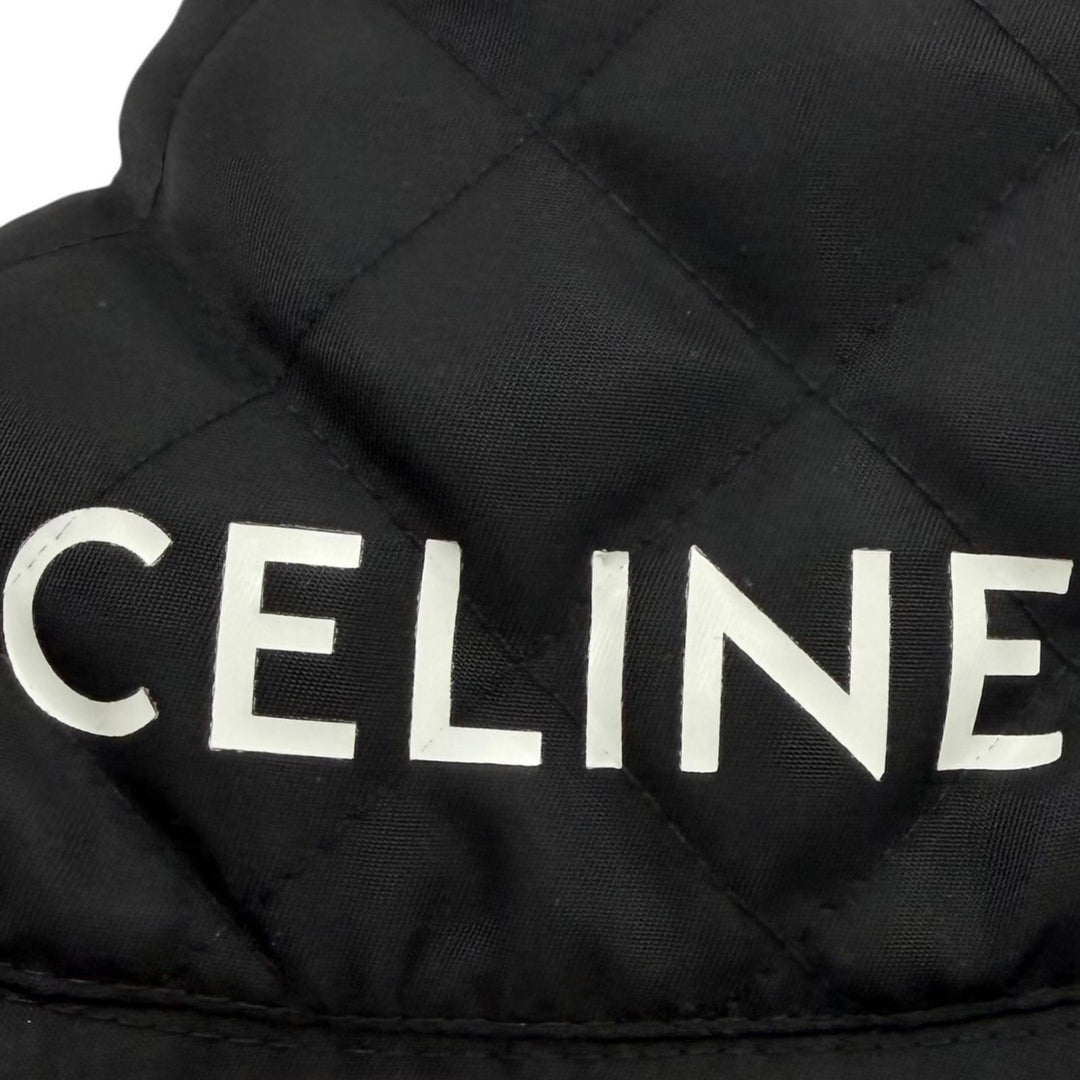 Great CELINE hat Logo print quilted bucket hat black Nylon mens M 2AUB8930C