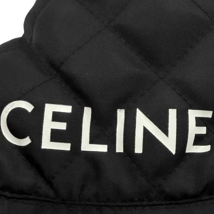 Great CELINE hat Logo print quilted bucket hat black Nylon mens M 2AUB8930C