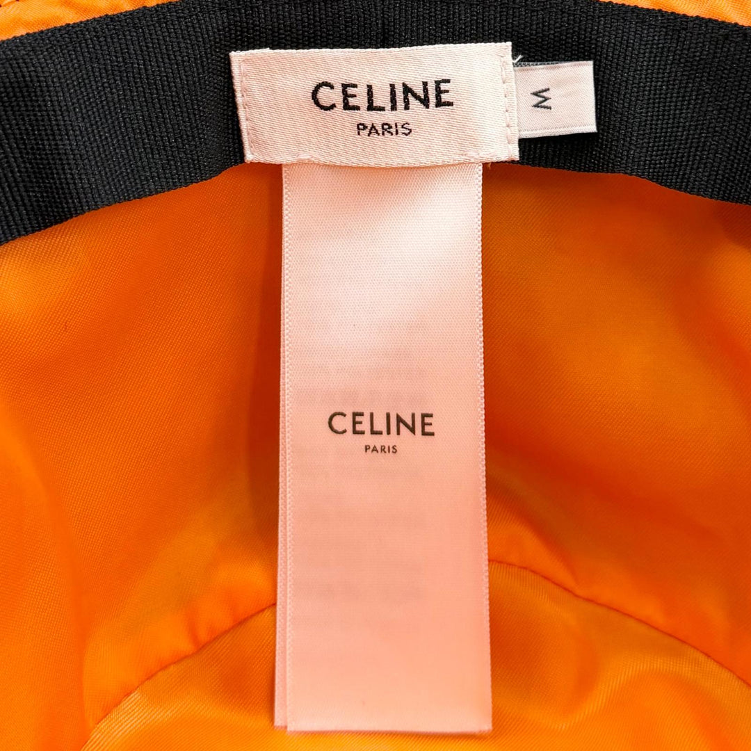 Great CELINE hat Logo print quilted bucket hat black Nylon mens M 2AUB8930C