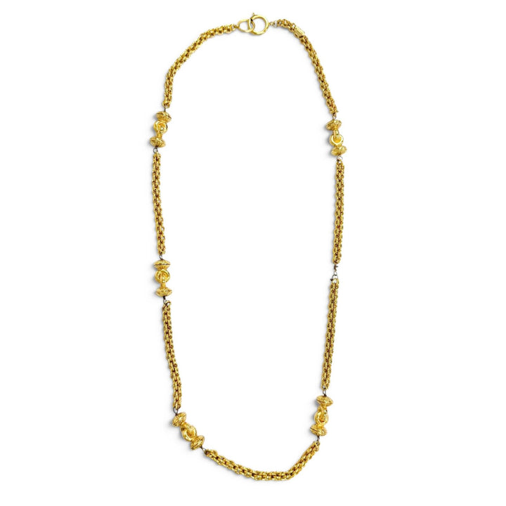 Very Good CHANEL Necklace COCO Mark Design Item Long Chain gold Gold Plated