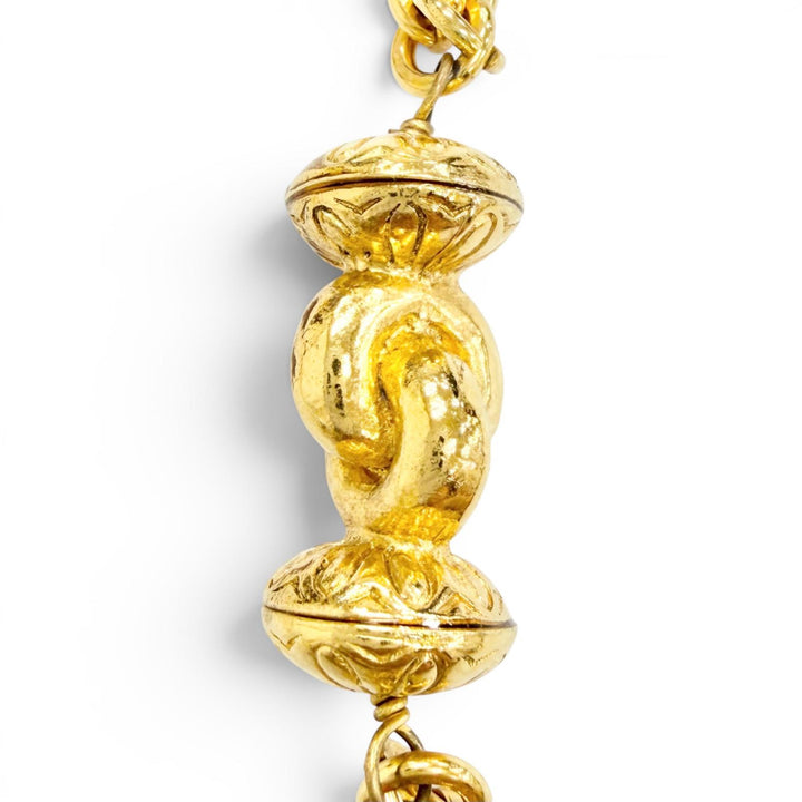 Very Good CHANEL Necklace COCO Mark Design Item Long Chain gold Gold Plated