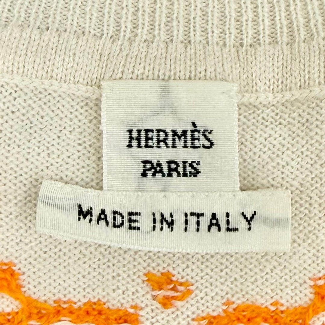 Excellent HERMES Short sleeve knit BRIDES de GALA Dot Pattern beige 36 3E2623D8
