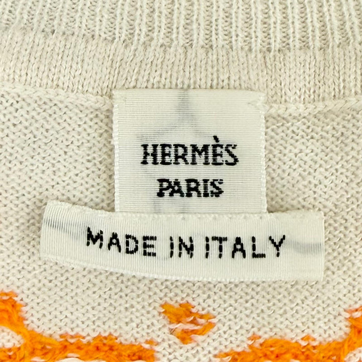 Excellent HERMES Short sleeve knit BRIDES de GALA Dot Pattern beige 36 3E2623D8