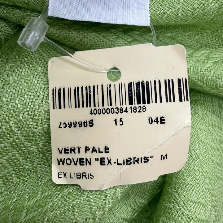 Excellent HERMES shawl Bookplate Large stole with fringe Light green cashmere
