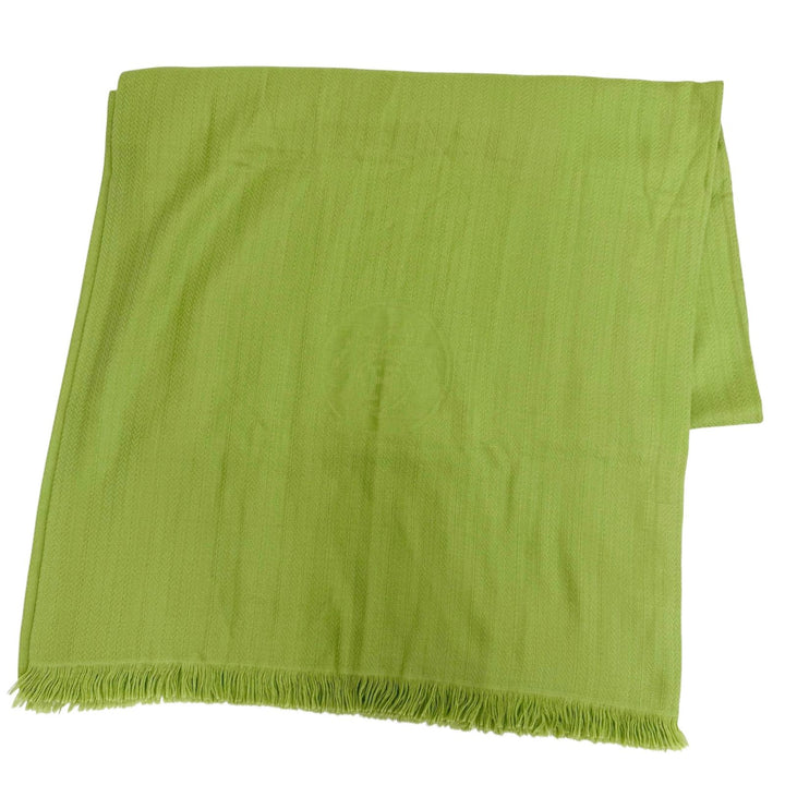 Excellent HERMES shawl Bookplate Large stole with fringe Light green cashmere