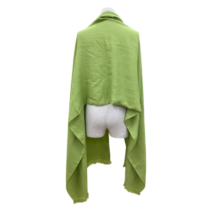 Excellent HERMES shawl Bookplate Large stole with fringe Light green cashmere