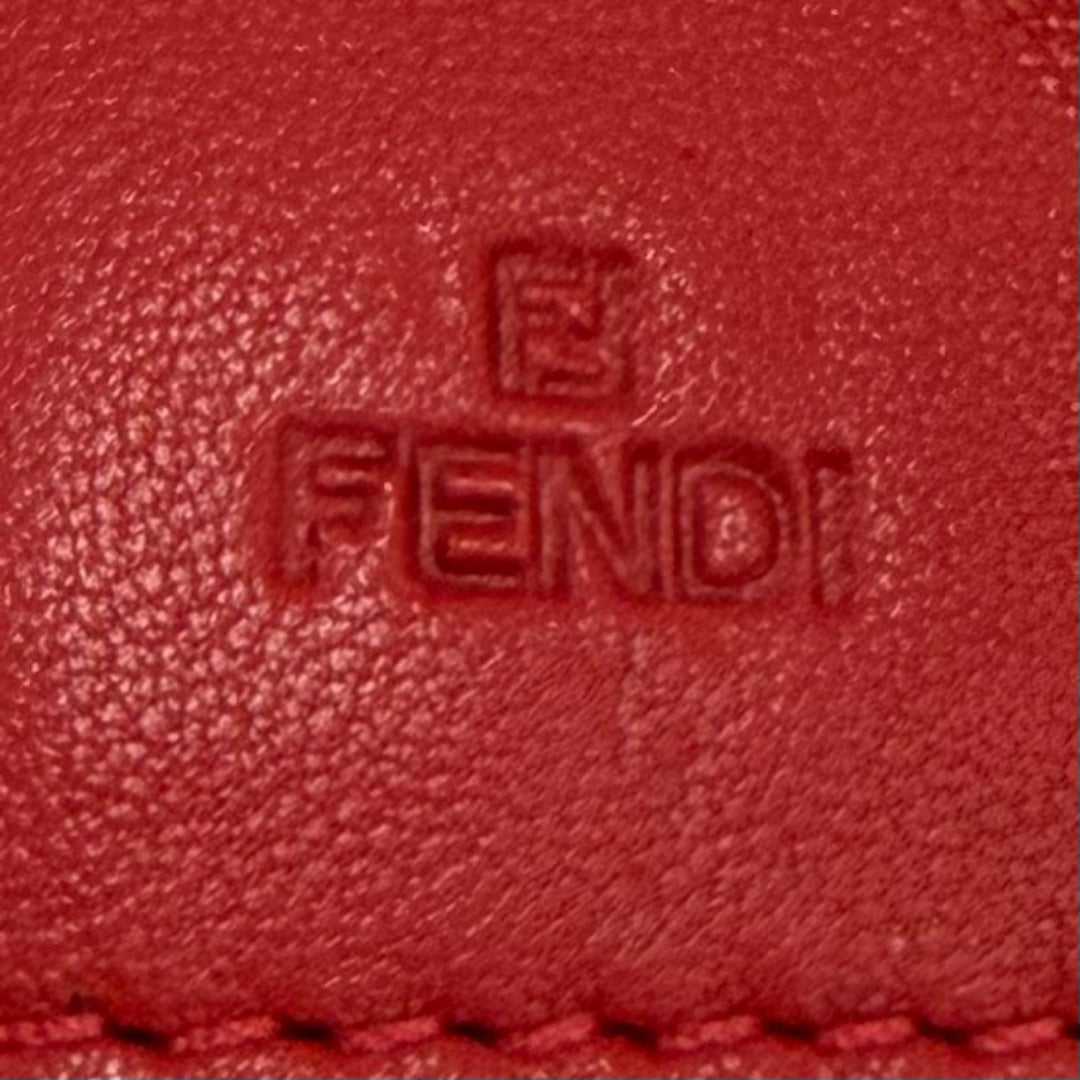Great FENDI Purse FFMetal Embossed Logo Leather Chain Wallet Red leather Women