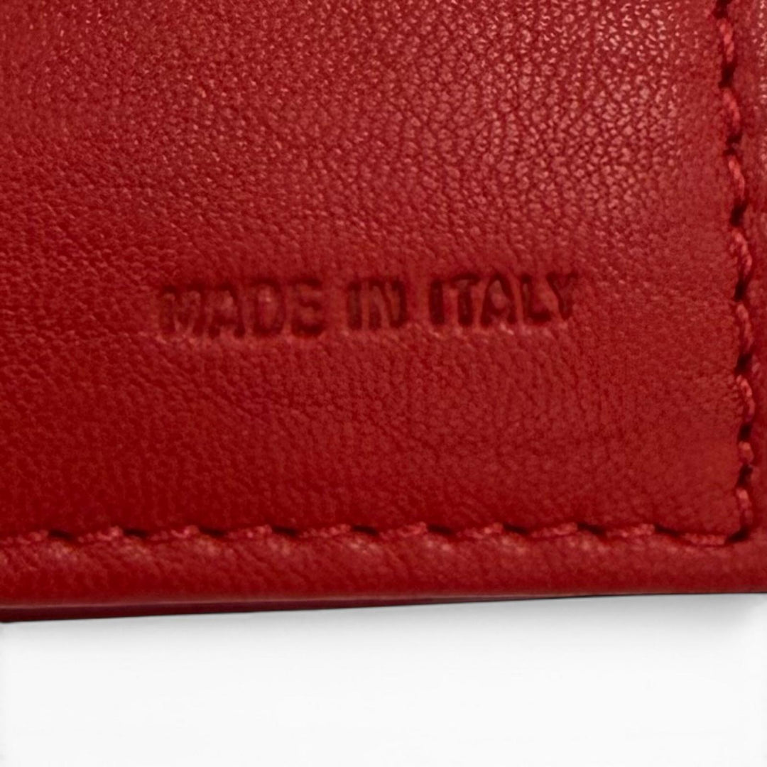 Great FENDI Purse FFMetal Embossed Logo Leather Chain Wallet Red leather Women