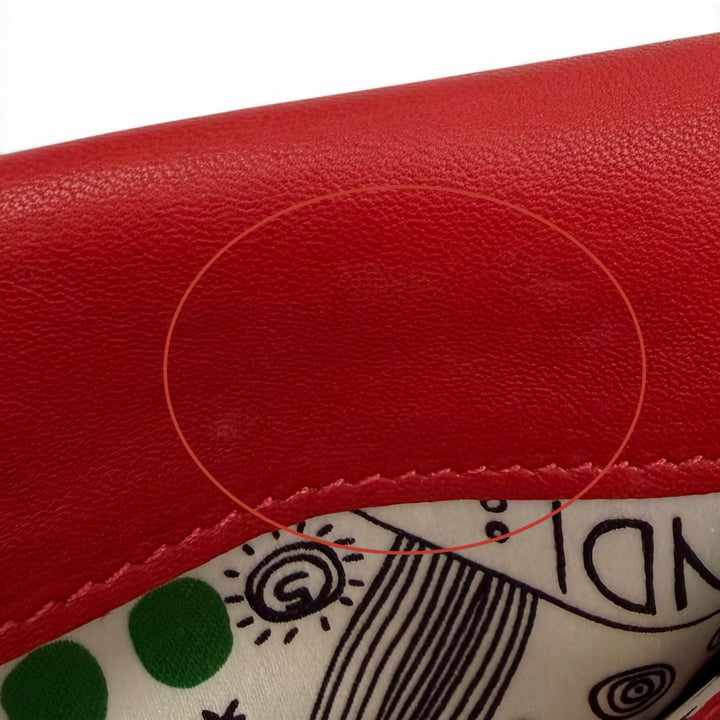 Great FENDI Purse FFMetal Embossed Logo Leather Chain Wallet Red leather Women