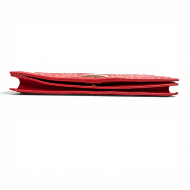 Great FENDI Purse FFMetal Embossed Logo Leather Chain Wallet Red leather Women