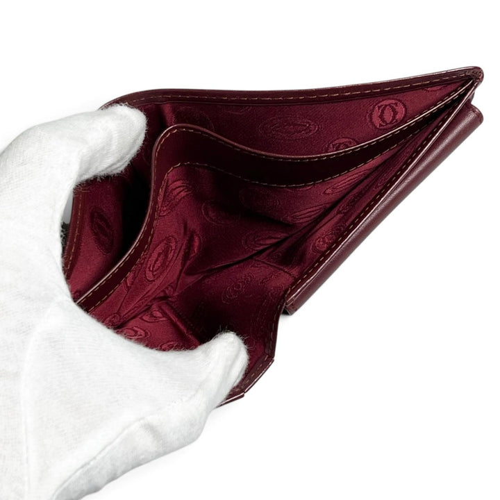 Great Cartier Bifold Wallet Double C Compact Wallet Bordeaux leather Women