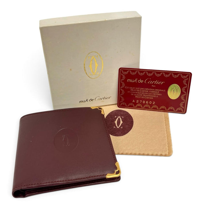Great Cartier Bifold Wallet Double C Compact Wallet Bordeaux leather Women