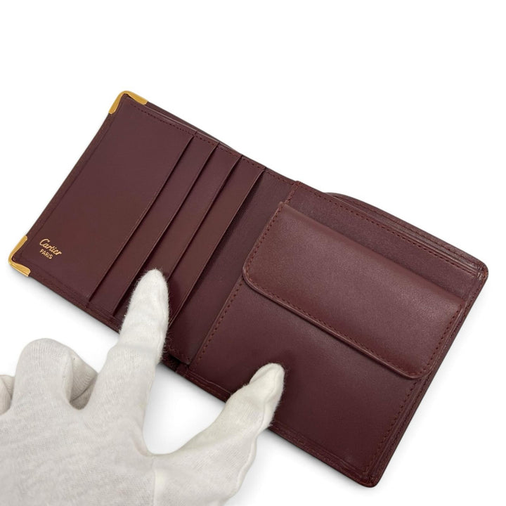 Great Cartier Bifold Wallet Double C Compact Wallet Bordeaux leather Women
