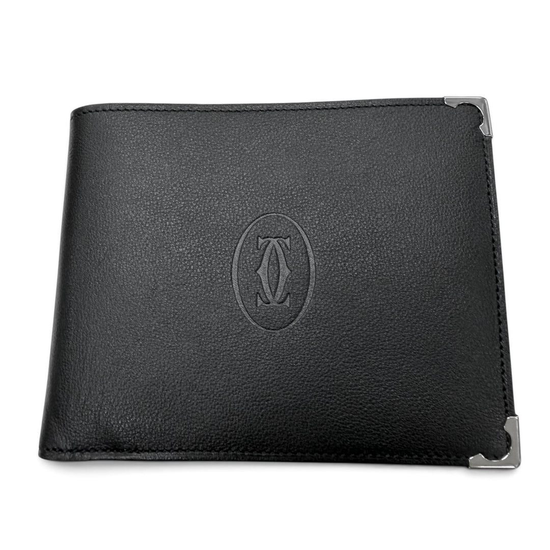 Excellent Cartier Bifold Wallet Must Line Logo-engraved wallet black leather